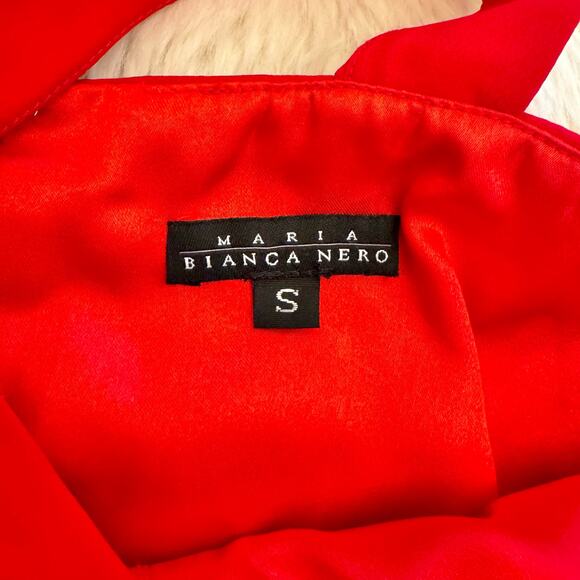 Maria Bianca Nero Red Cowl Neck Tiered Sheath Dress Small NWOT - Picture 4 of 10